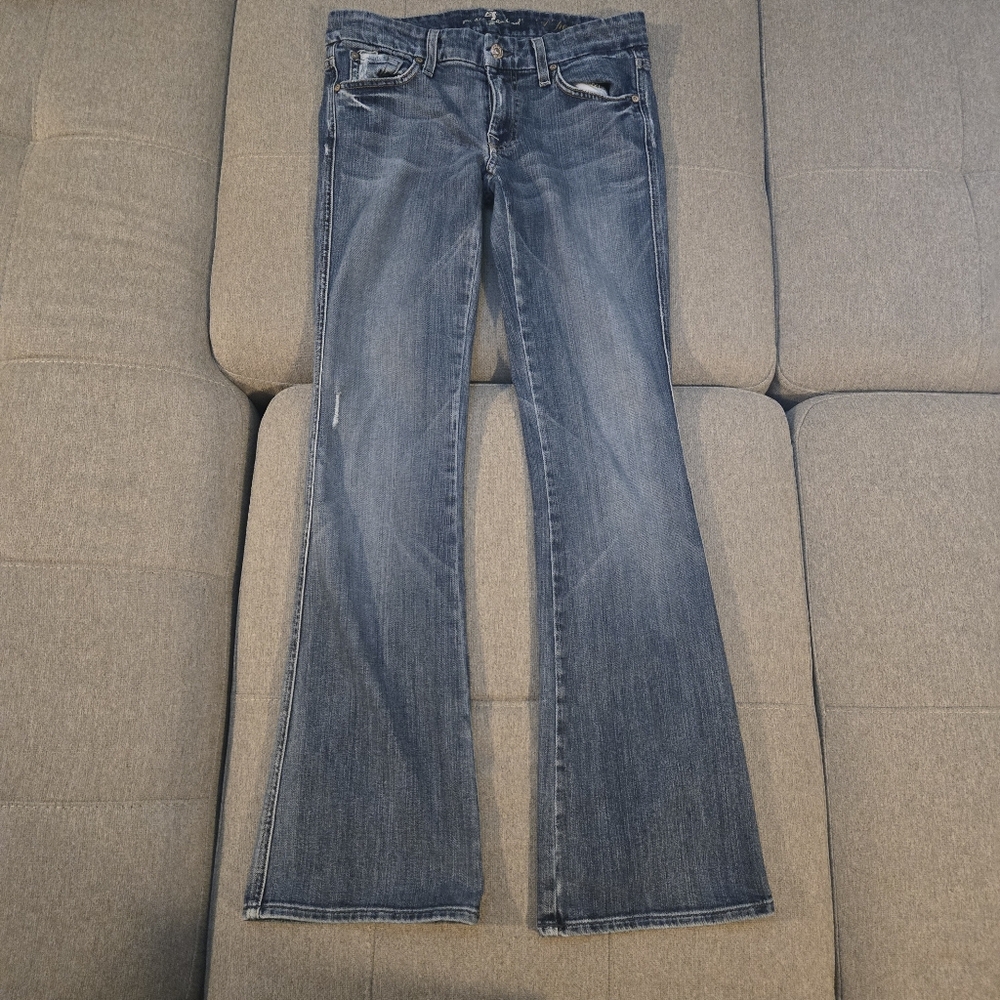 7 FOR ALL MANKIND Women's A Pocket Flare Leg Denim Blue Jeans Size 28
